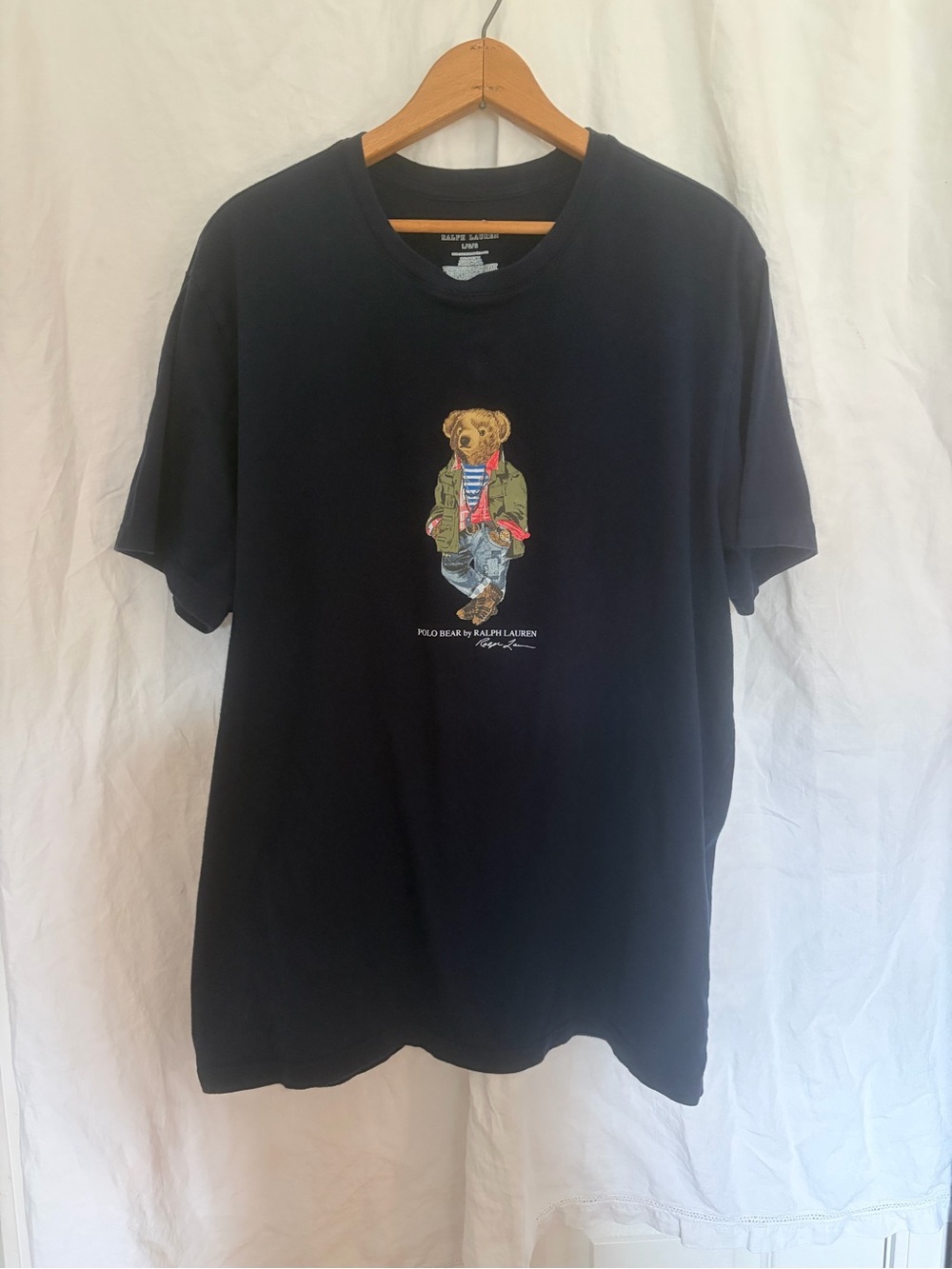 Polo by Ralph Lauren Navy Bear Graphic T-Shirt men’s large 100% cotton